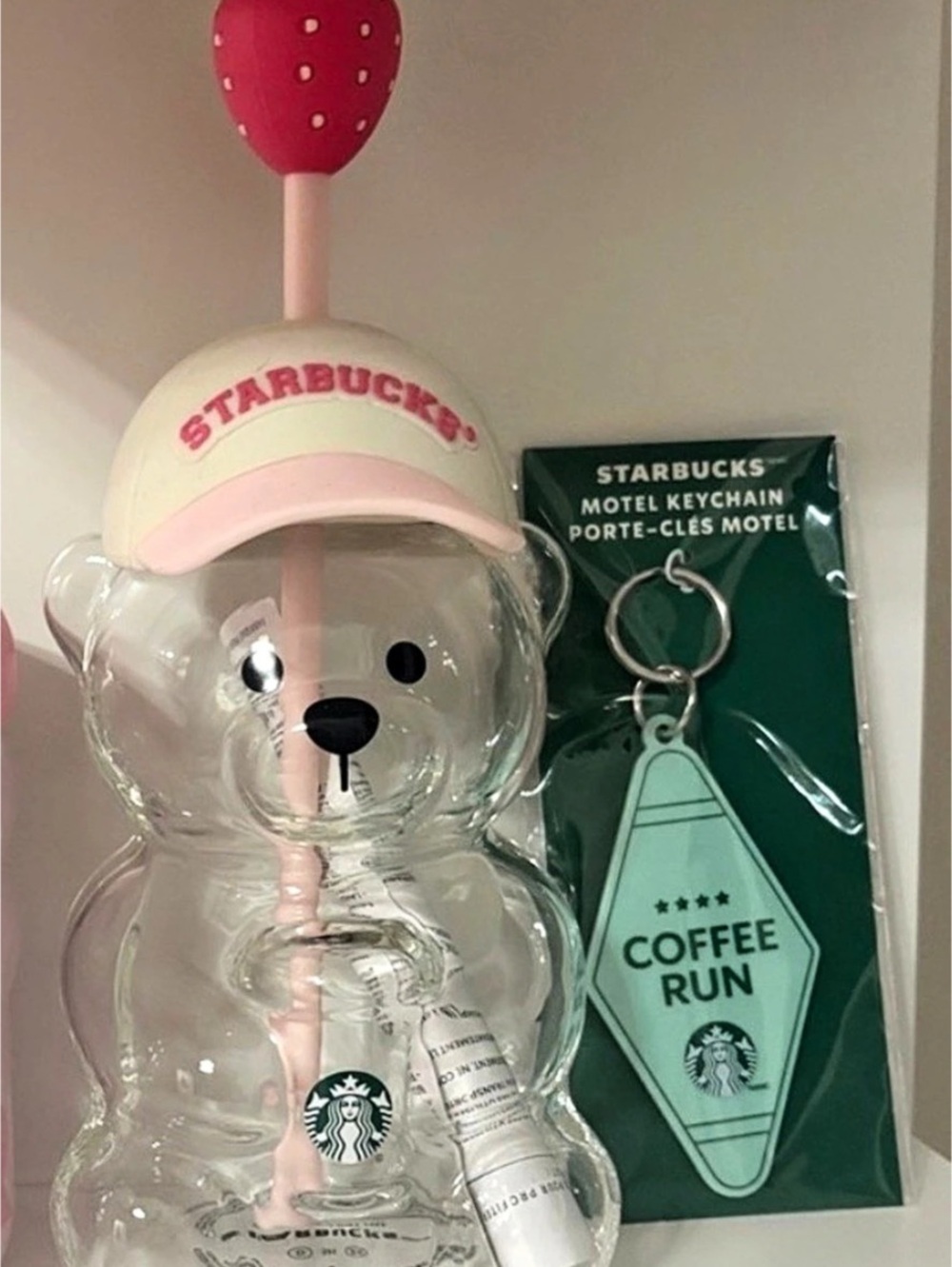 Starbucks Pink Bearista Glass Cold Cup Pink. Brand new in Box. Fast Ship.